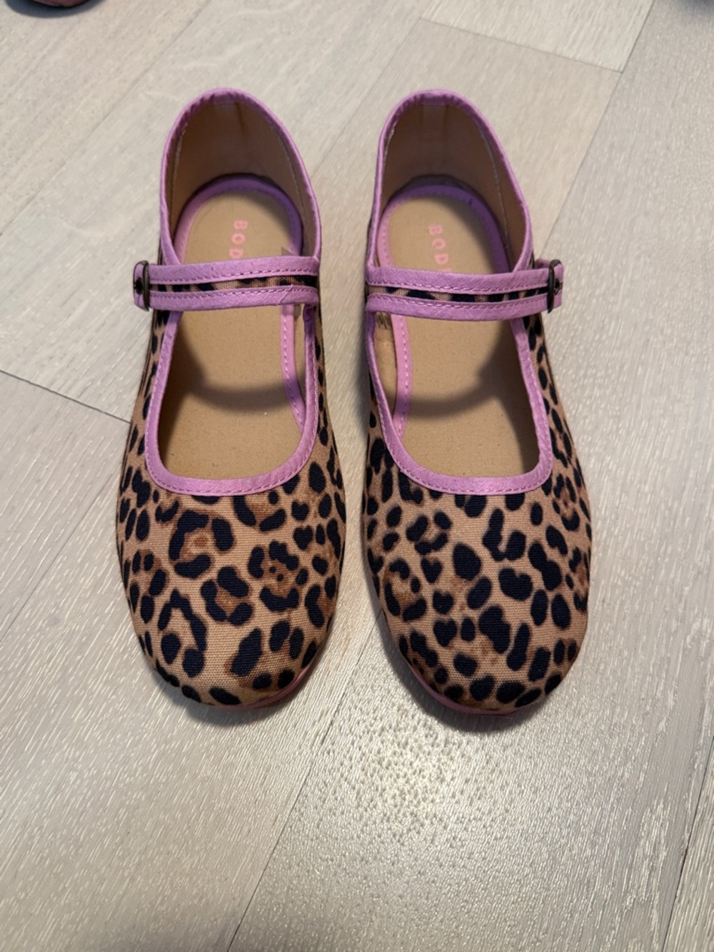 Boden Leopard Print Mary Jane Shoes with Pink Trim